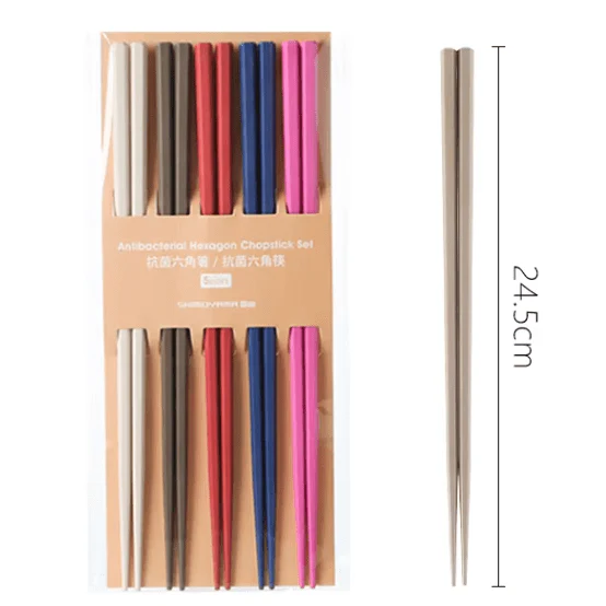 Shimoyama Antibacterial Hexagon Chopstick 5P Set - Colour - Image 4