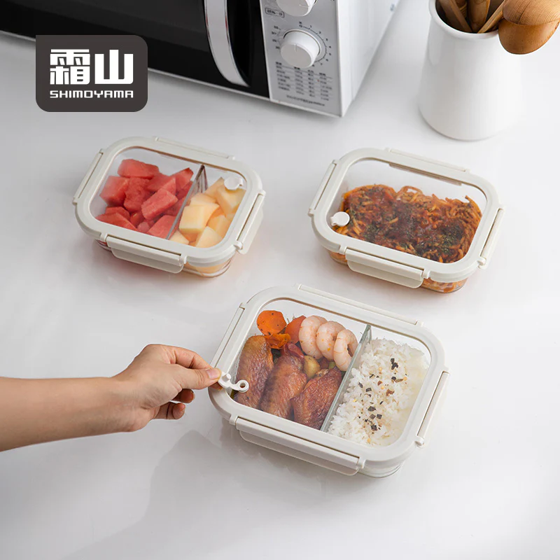 Shimoyama Borosilicate Glass Container 640ml - 2 Partitions - Image 2
