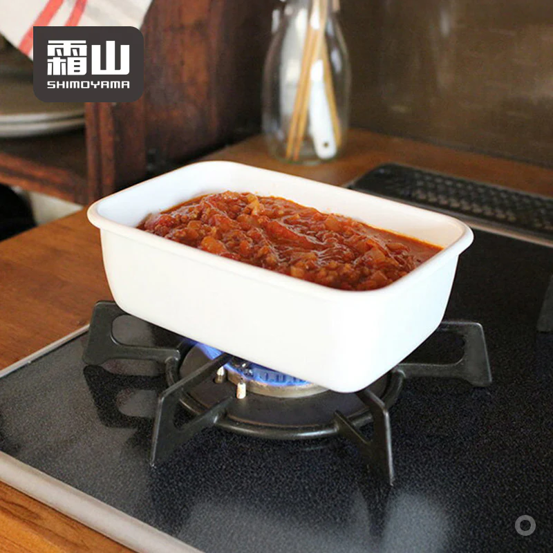 Shimoyama Enamel Square Storage Box 400ml - Image 4