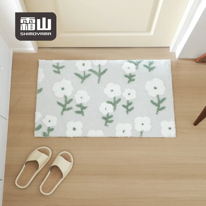 Shimoyama Grey Floral Floor Mat -  48x76cm - Image 4