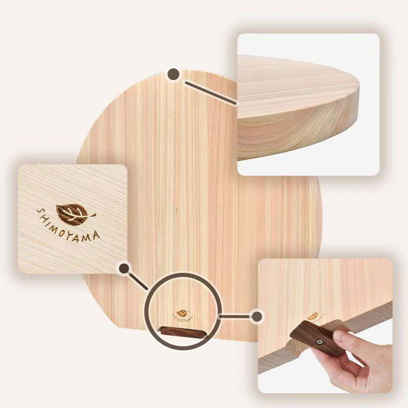 Shimoyama Hinoki Self-Standing Cutting Board - Half Moon - 35x32 - Image 10