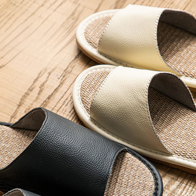 Shimoyama Leather Linen Slippers - Image 15