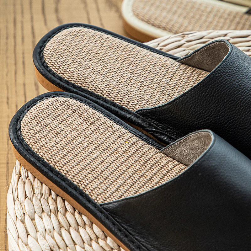 Shimoyama Leather Linen Slippers - Image 16