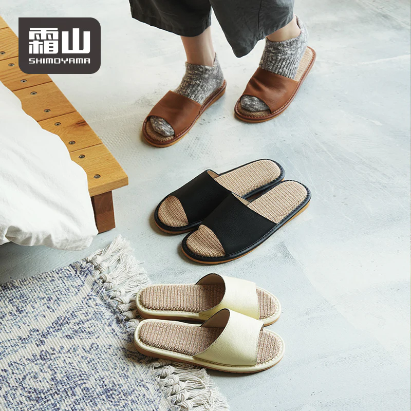 Shimoyama Leather Linen Slippers - Image 20