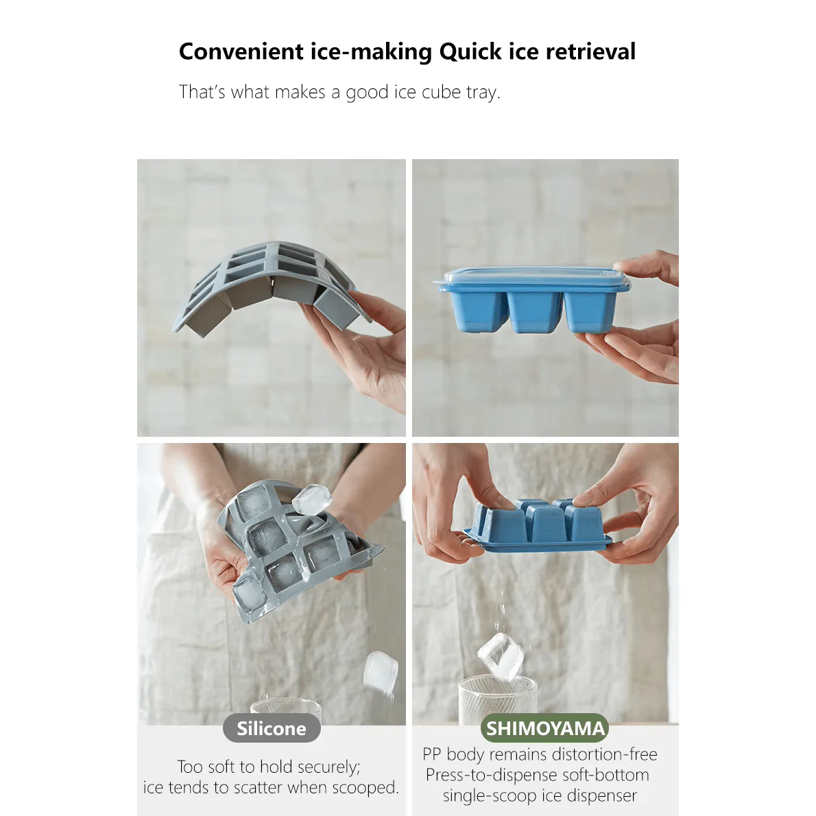 Shimoyama Easy Release Ice Cube Mould Tray 3P - Image 13