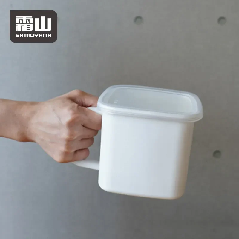 Shimoyama Square Enamel Container with Handle and Lid - 1.4L - Image 5