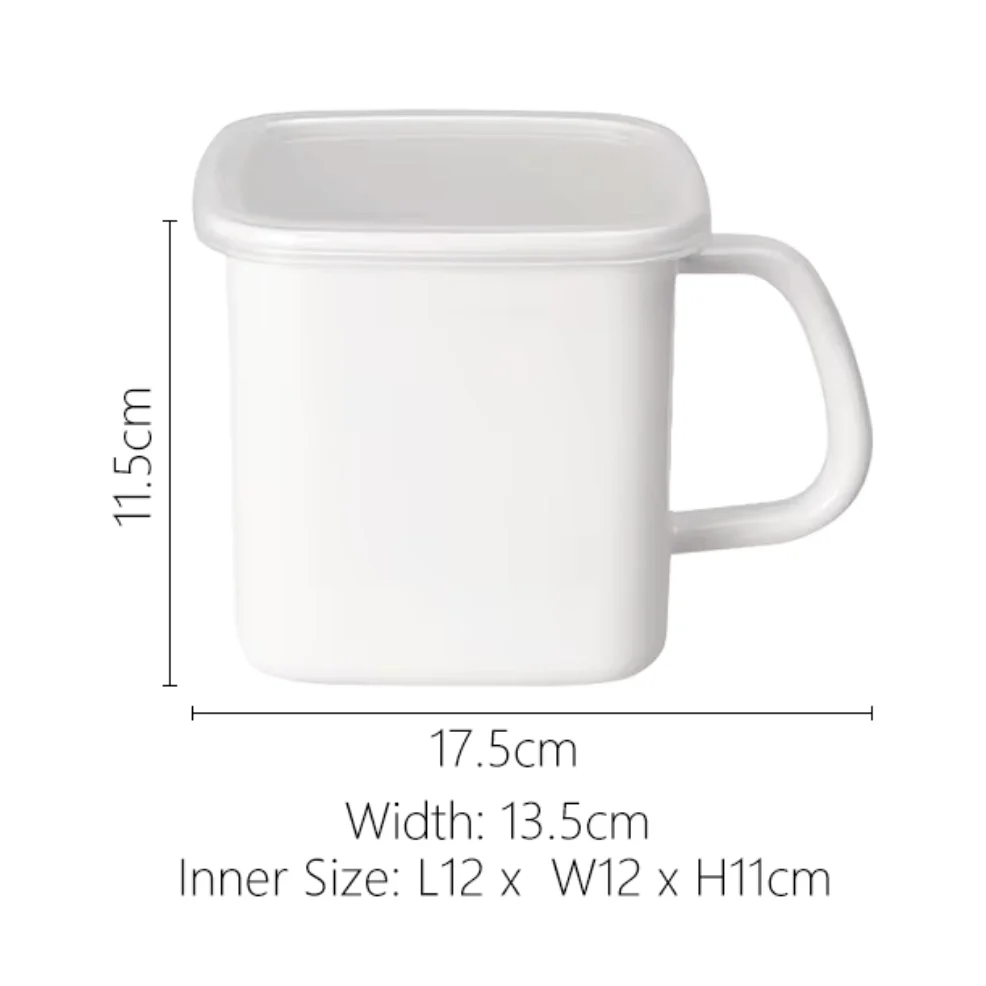 Shimoyama Square Enamel Container with Handle and Lid - 1.4L - Image 8