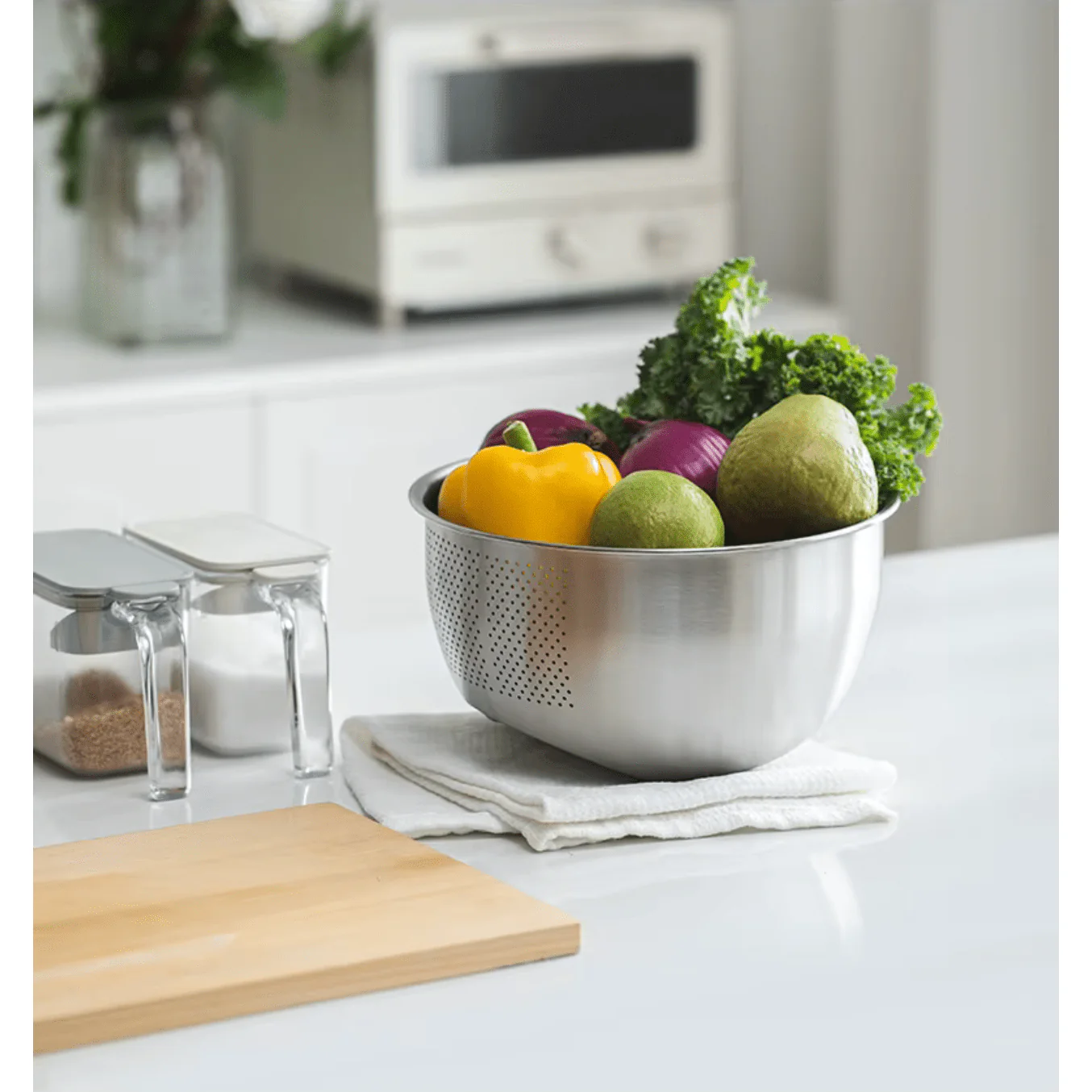 Shimoyama Stainless Steel 3 Way Strainer Washing Bowl 22.5cm - Image 10