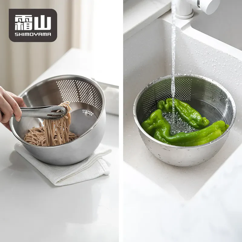 Shimoyama Stainless Steel 3 Way Strainer Washing Bowl 22.5cm - Image 5