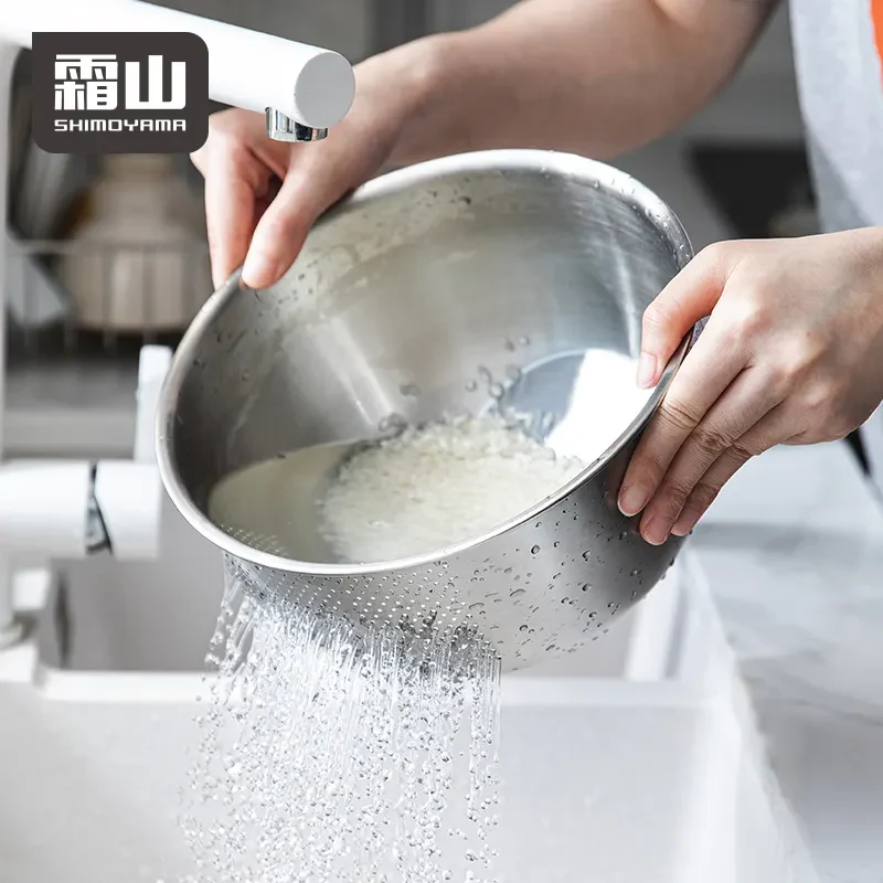 Shimoyama Stainless Steel 3 Way Strainer Washing Bowl 22.5cm - Image 6