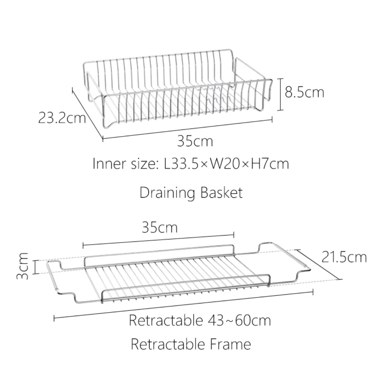 Shimoyama Stainless Steel Telescopic Dish Drying Rack Set - Image 10