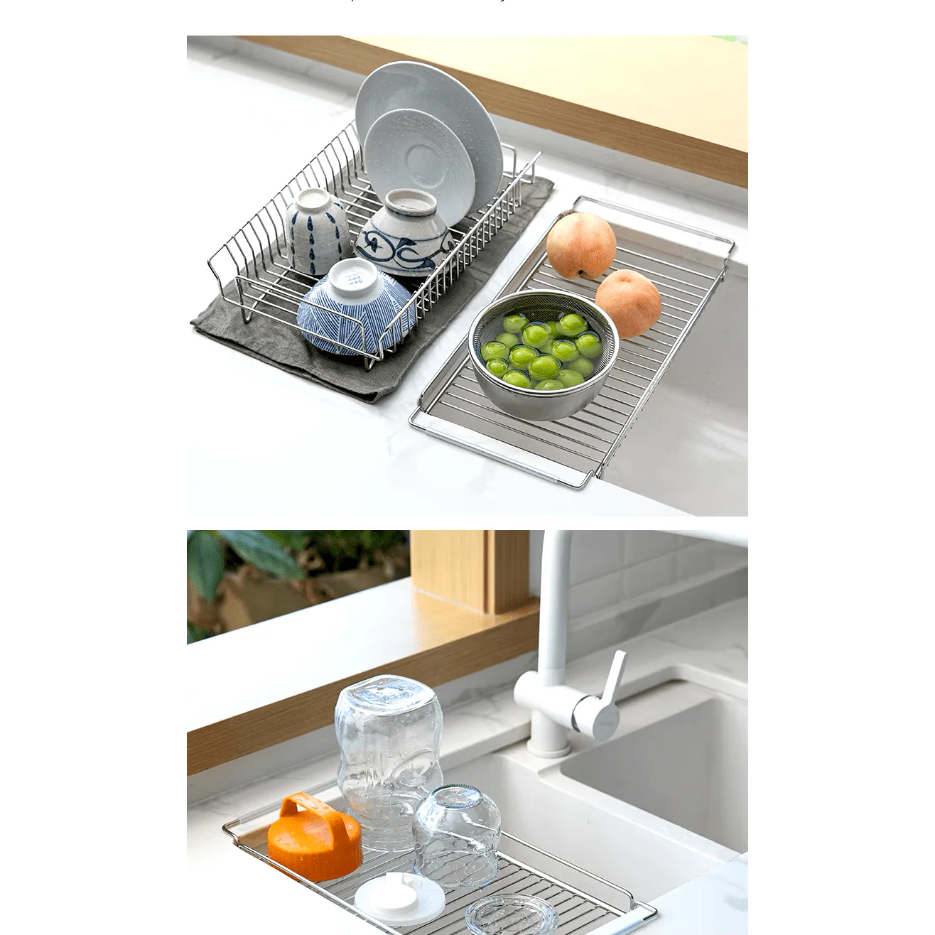 Shimoyama Stainless Steel Telescopic Dish Drying Rack Set - Image 6