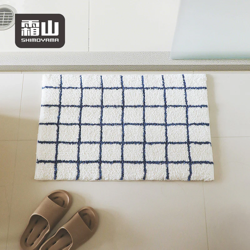Shimoyama White Blue Grid Floor Mat - 48x76cm - Image 5
