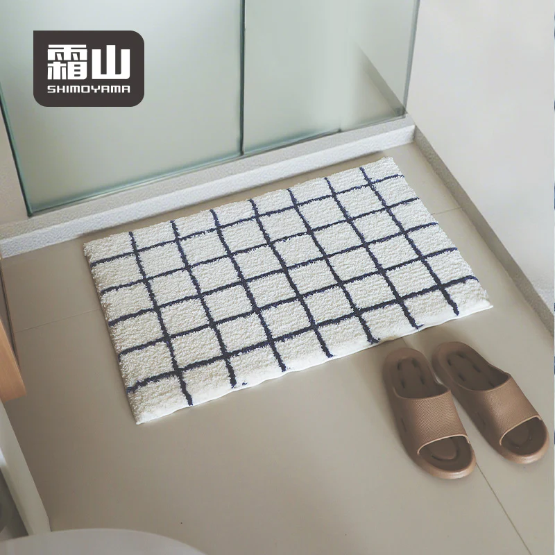 Shimoyama White Blue Grid Floor Mat - 48x76cm - Image 6