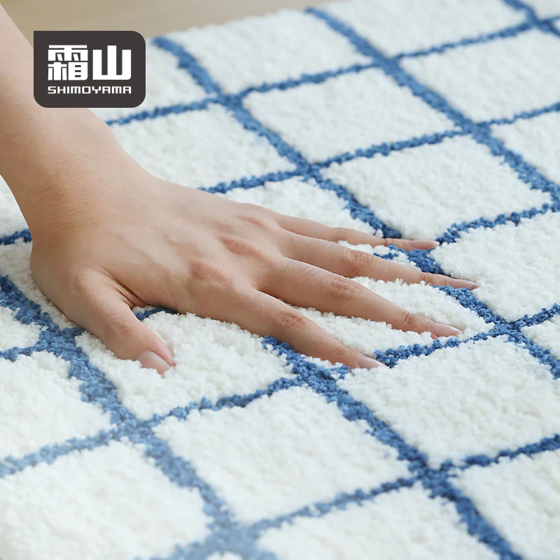 Shimoyama White Blue Grid Floor Mat - 48x76cm - Image 7