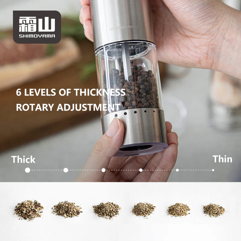 Shimoyama Stainless Steel Electric Salt & Pepper Grinder 95ml 2P Set - Image 3