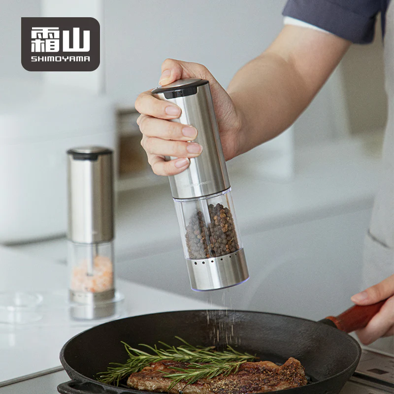 Shimoyama Stainless Steel Electric Salt & Pepper Grinder 95ml 2P Set - Image 4