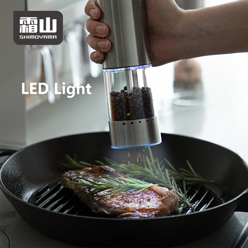 Shimoyama Stainless Steel Electric Salt & Pepper Grinder 95ml 2P Set - Image 5