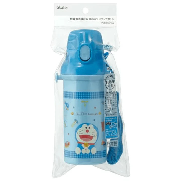 Skater Doraemon Gingham One Touch Drink Bottle 480ml - Image 6