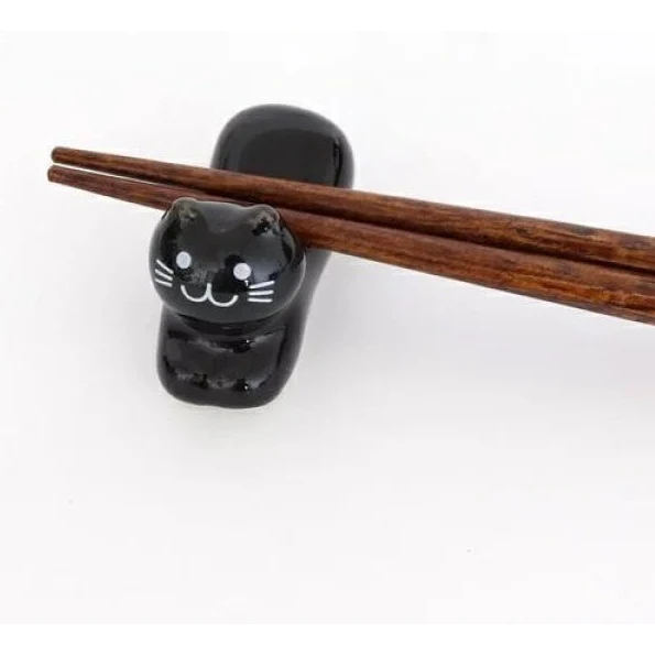 Tanaka Hashiten Cat Chopstick Rest - Black - Image 2