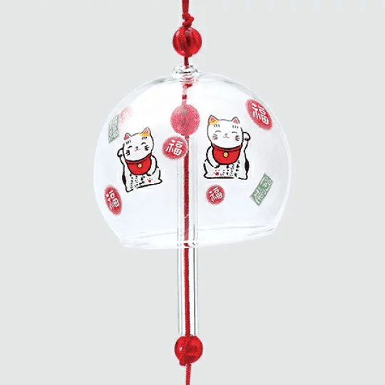 Yakushigama Beckoning Cat Glass Wind Chime - Image 2