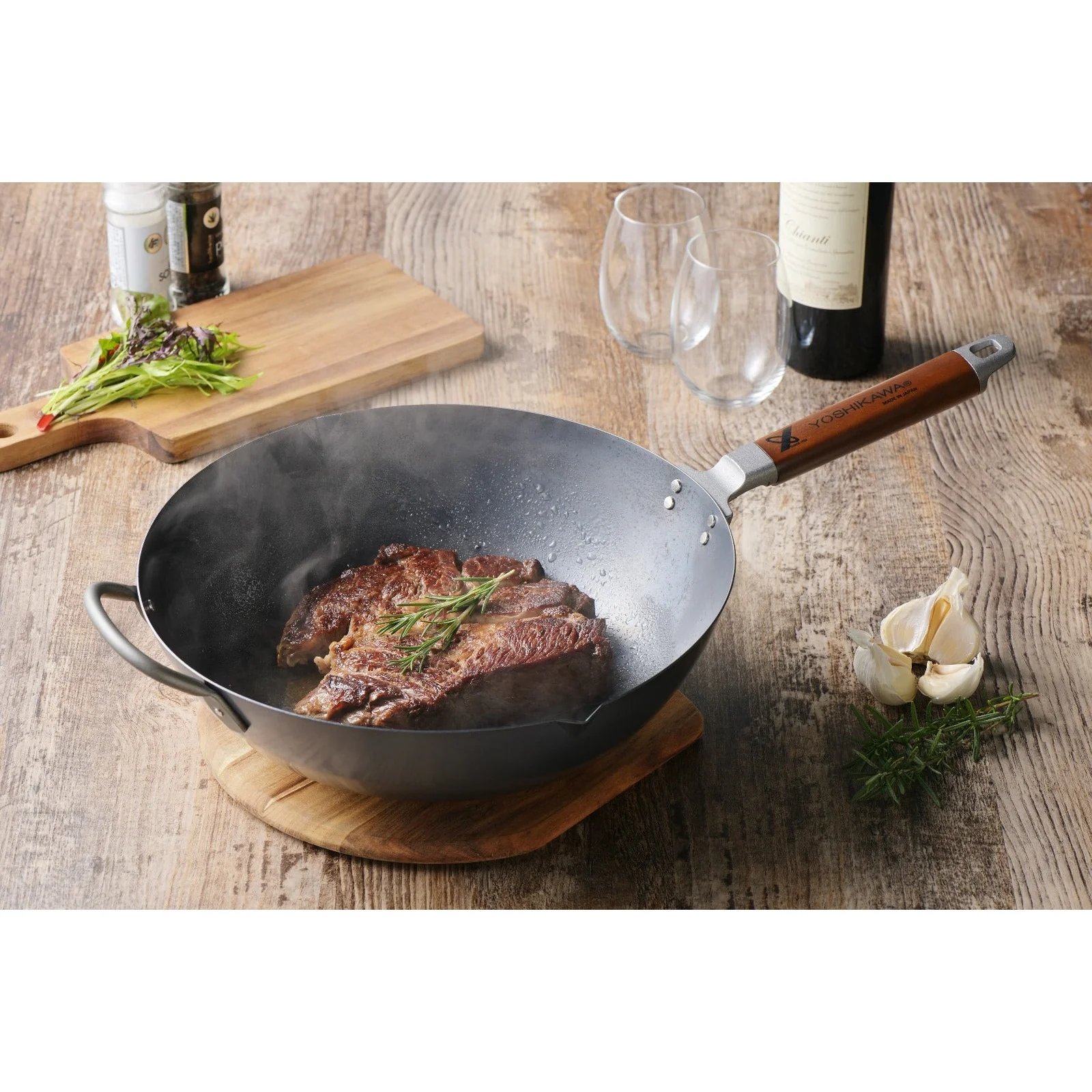 Yoshikawa Nitrided Iron Wok 30cm - Image 5